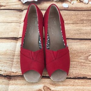 Red Toms cork wedge shoes